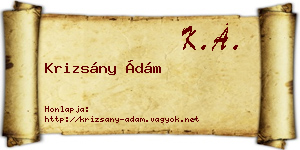 Krizsány Ádám névjegykártya